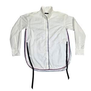 RAG & BONE Womens White Cotton Split Sides Button Up Shirt Longsleeve Size Large